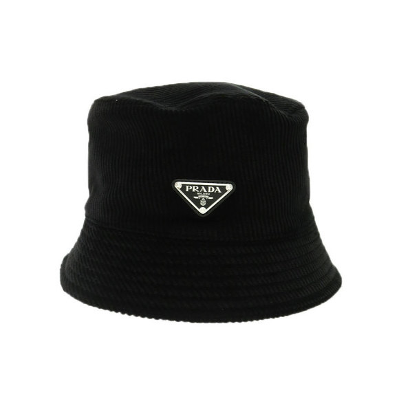 Prada Triangle Logo Corduroy Bucket Hat - Picture 1 of 9